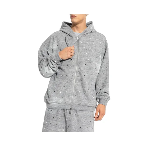 Distressed Stud Embellished Hoodie
