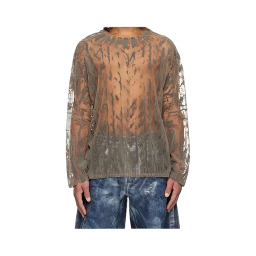 Flocked Tulle Long-Sleeve Top