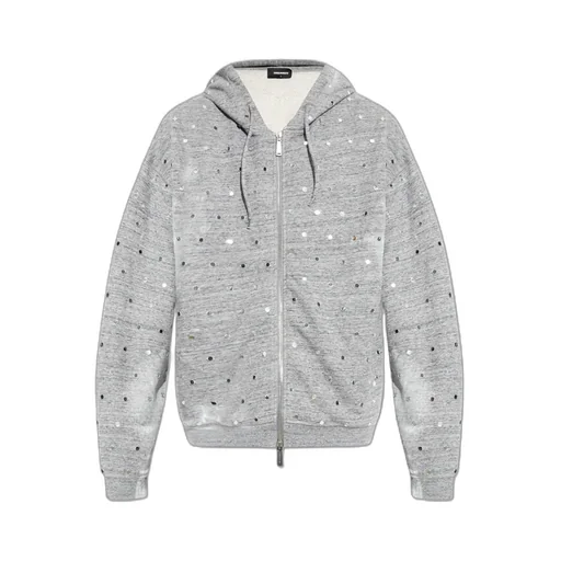 Distressed Stud Embellished Hoodie