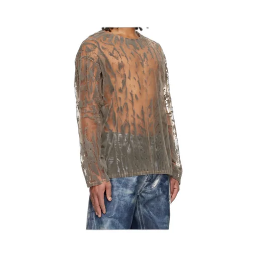 Flocked Tulle Long-Sleeve Top
