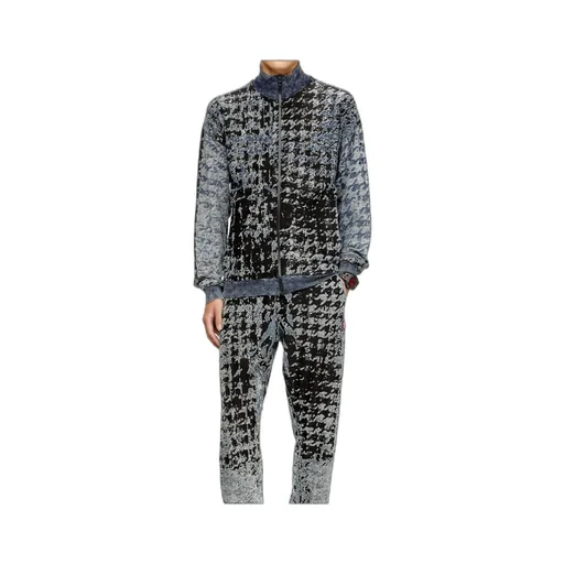 Devoré Houndstooth Zip-Up Top