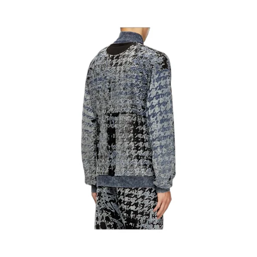 Devoré Houndstooth Zip-Up Top