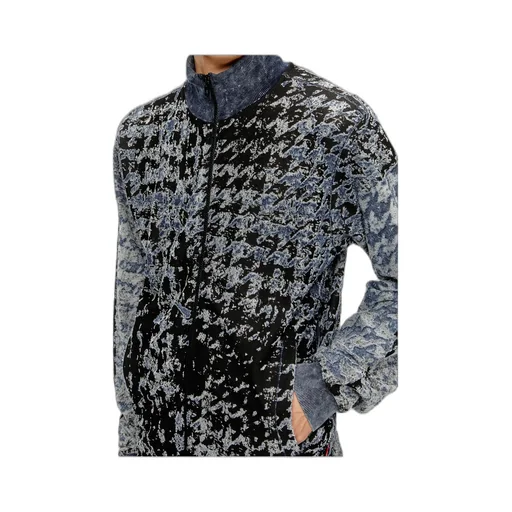 Devoré Houndstooth Zip-Up Top