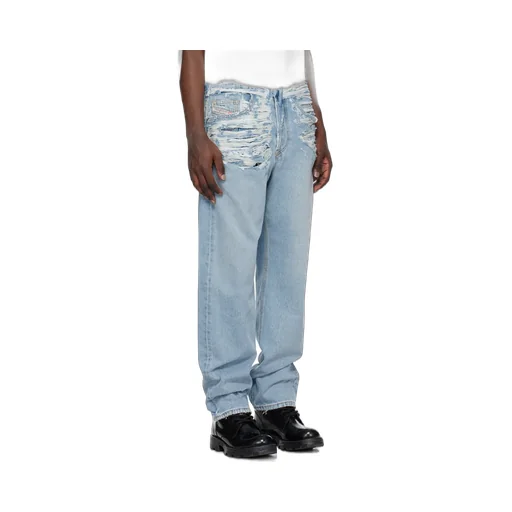 Ripped Straight-Leg Jeans