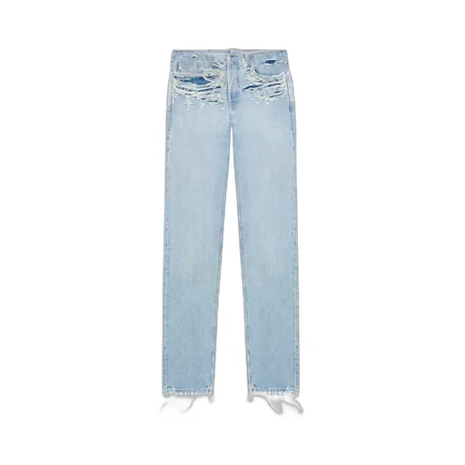 Ripped Straight-Leg Jeans
