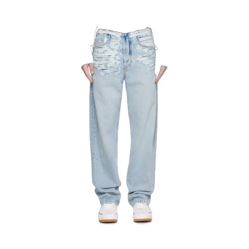Ripped Straight-Leg Jeans