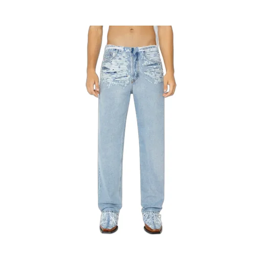 Ripped Straight-Leg Jeans