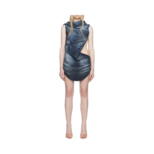 De-Brey-Fsg Glossy Coated Denim Dress