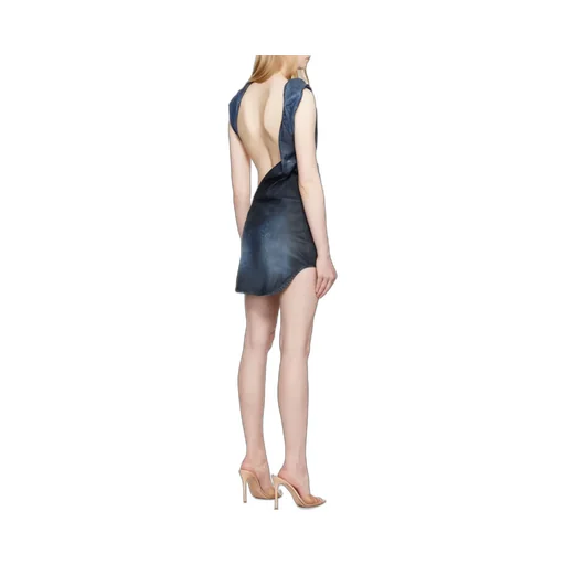 De-Brey-Fsg Glossy Coated Denim Dress