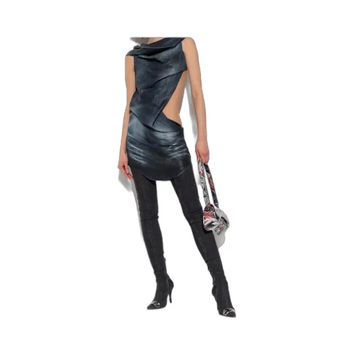 De-Brey-Fsg Glossy Coated Denim Dress