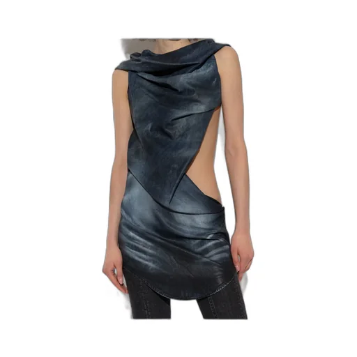 De-Brey-Fsg Glossy Coated Denim Dress
