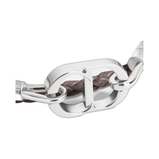 Cd Icon Woven Leather Double Bracelet