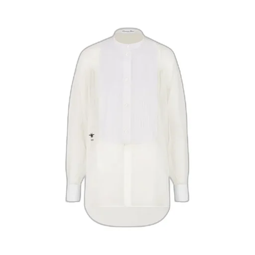 Transparent Blouse With Plastron And Removable Ruched Collar