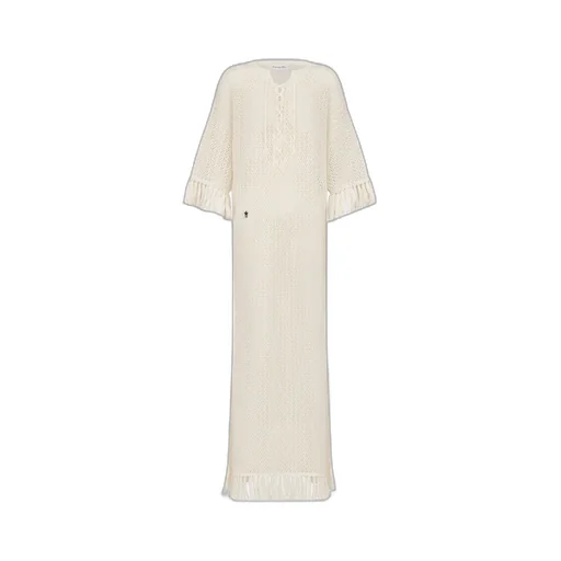 Logo Embroidered Fringe Detailed Dress