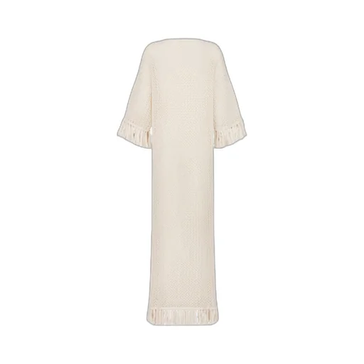 Logo Embroidered Fringe Detailed Dress