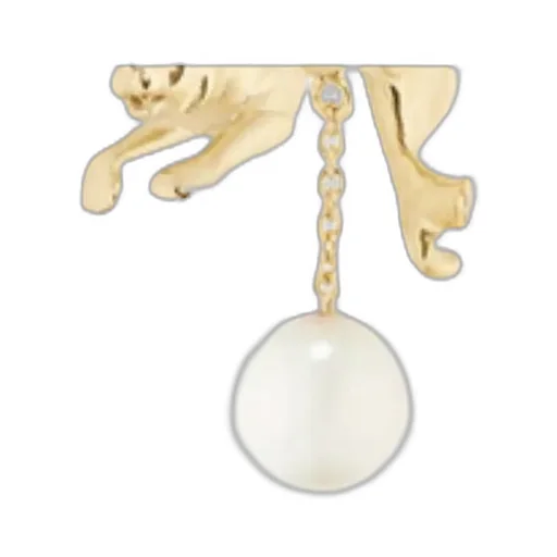 Tiger And Pearl Charm Earring