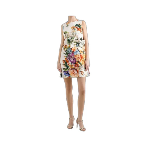 Flower Bouquet-Printed Sleeveless Dress