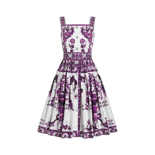 Maiolica-Print Midi Dress