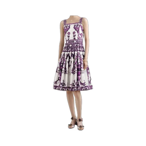 Maiolica-Print Midi Dress
