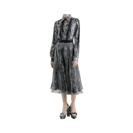 Graphic-Print Midi Skirt