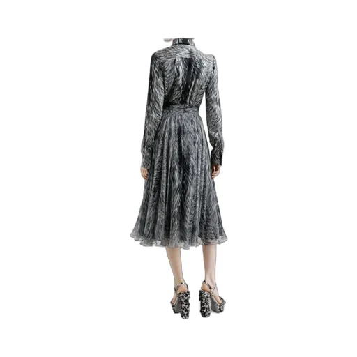 Graphic-Print Midi Skirt