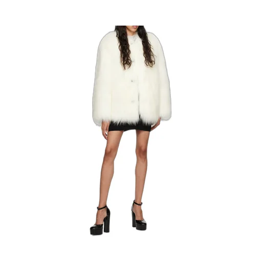 Round Neck Faux Fur Jacket