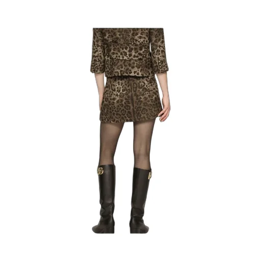 Leopard Printed Straight Hem Mini Skirt