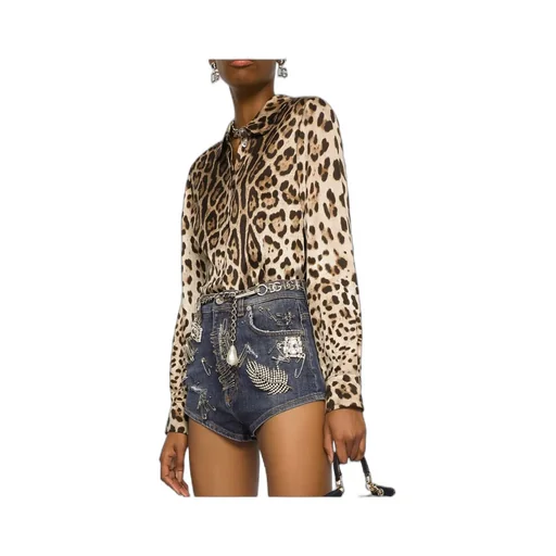 Leopard-Printed Satin Shirt