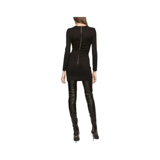 Logo-Plaque Long-Sleeved Crewneck Mini Dress