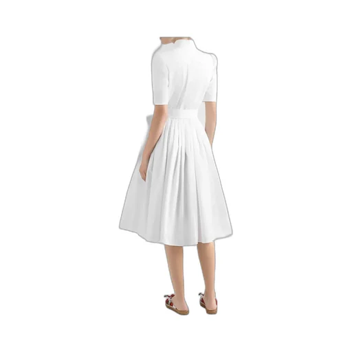 Calf-Length Poplin Shirt Dress