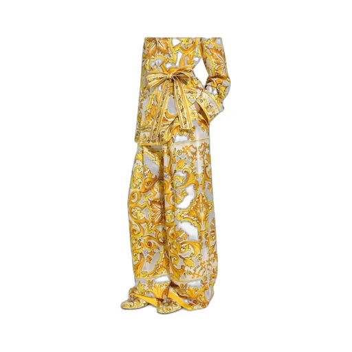 Majolica-Printed Twill Pants