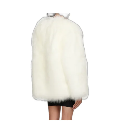 Round Neck Faux Fur Jacket