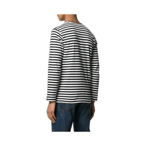 Heart-Shaped Decal Striped Long-Sleeved T-Shirt