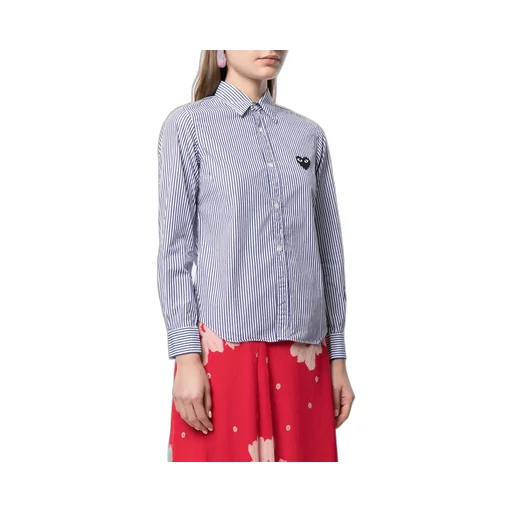 Stripe Print Embroidered Logo Shirt