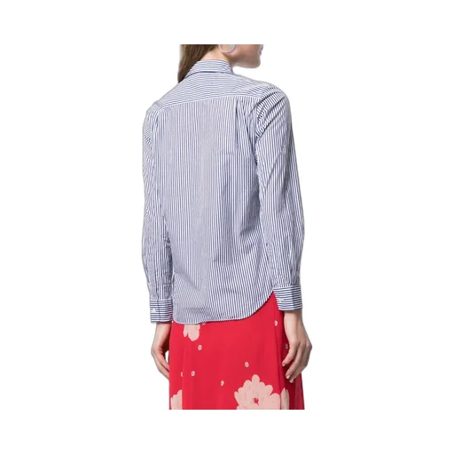 Stripe Print Embroidered Logo Shirt