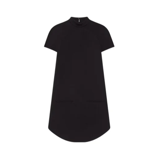 High-Neck Short-Sleeve Dress