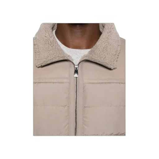 Quilted Shearling-Collar Jacket
