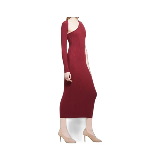 Slash One-Shoulder Ribbed Maxi Dress