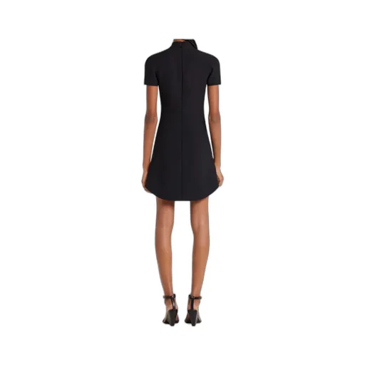 High-Neck Short-Sleeve Dress