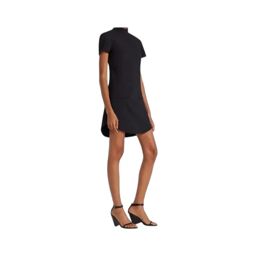 High-Neck Short-Sleeve Dress