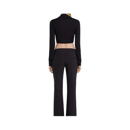 Twist-Detail Cropped Polo Jumper