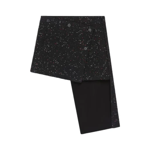 Asymmetrical-Panel Tweed Mini Skirt