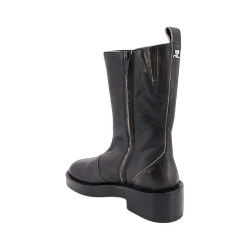 Zip Detailed Round Toe Ankle Boots