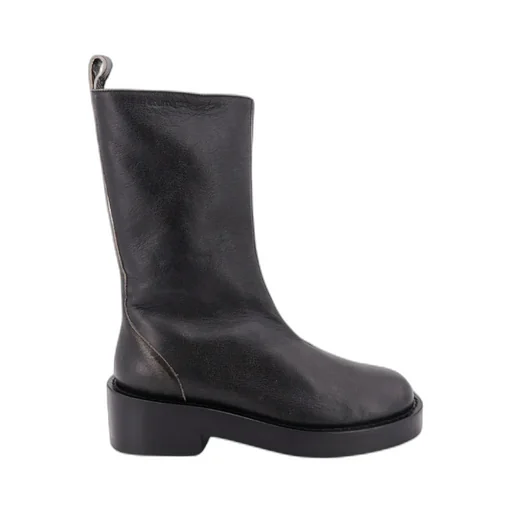Zip Detailed Round Toe Ankle Boots