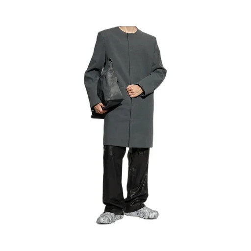 Collarless Single-Breasted Coat