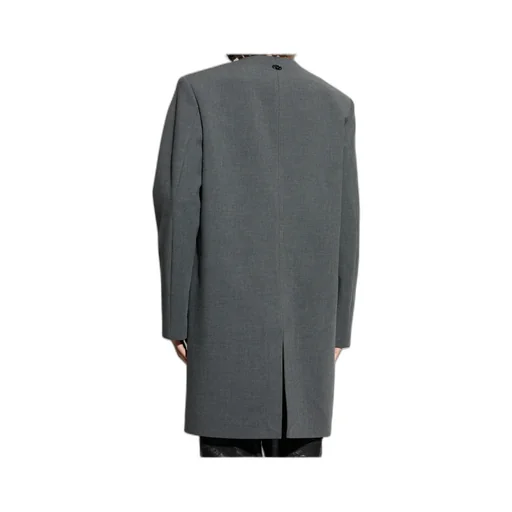 Collarless Single-Breasted Coat