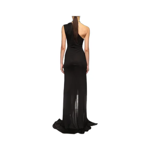 Crystal-Feather One Shoulder Gown
