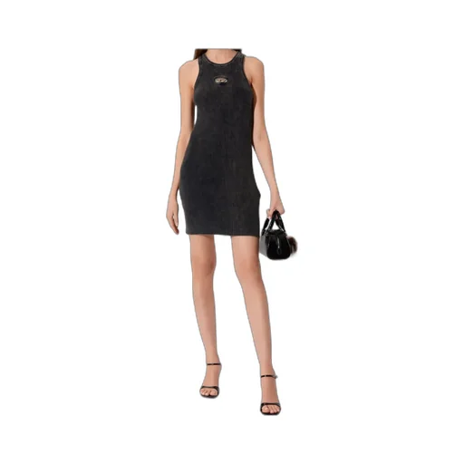 M-Anchorage Logo-Plaque Ribbed Mini Dress