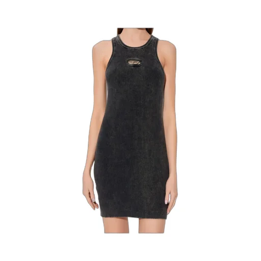 M-Anchorage Logo-Plaque Ribbed Mini Dress