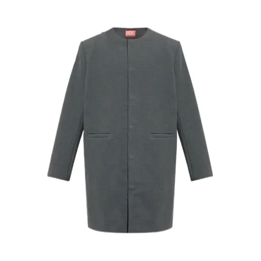 Collarless Single-Breasted Coat